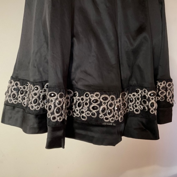 Nine West Black Satin Dress with Special Gems Design on the Skirt - Picture 2 of 6